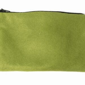 A green rectangular pouch with a zipper on top.